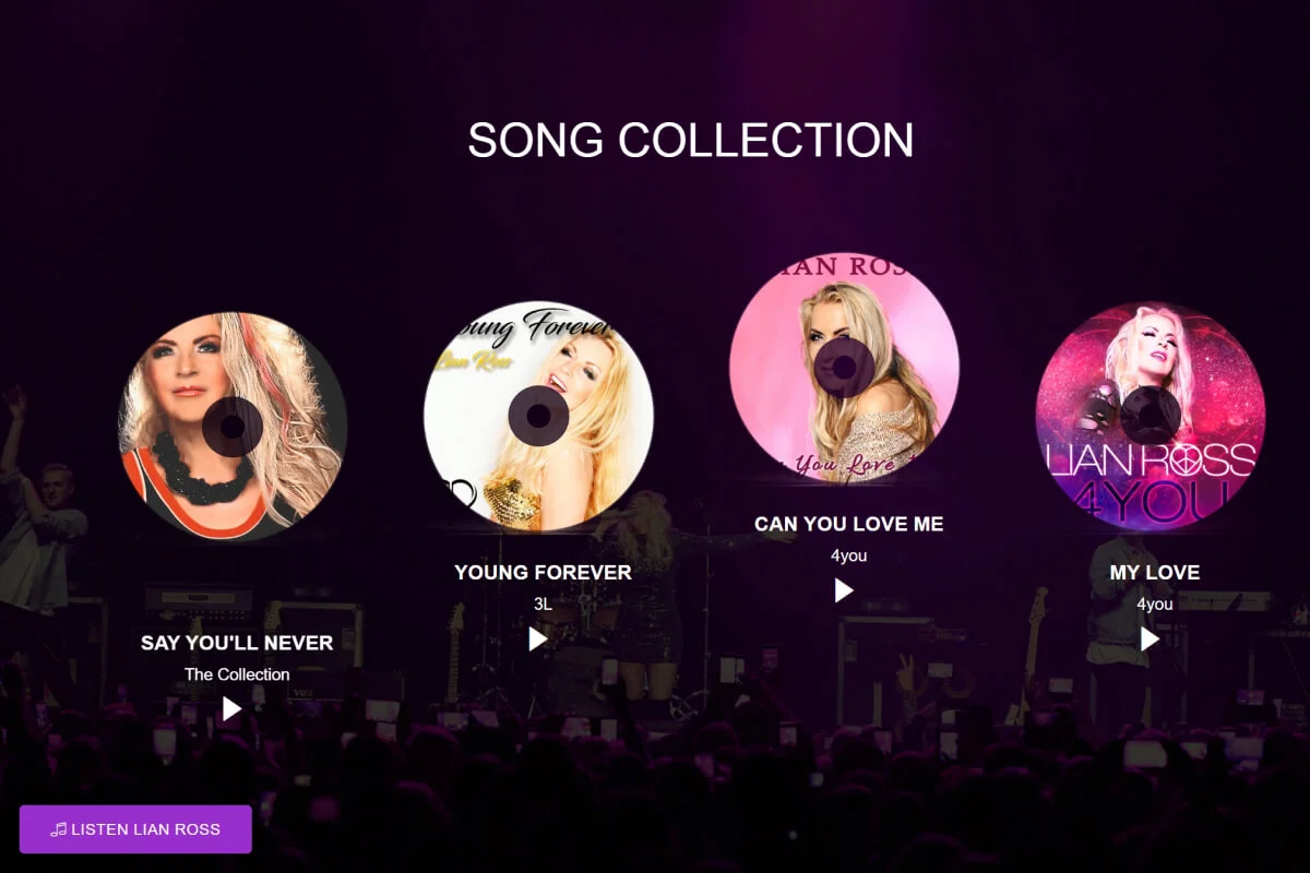 Diseño web para artistas musicales discografia