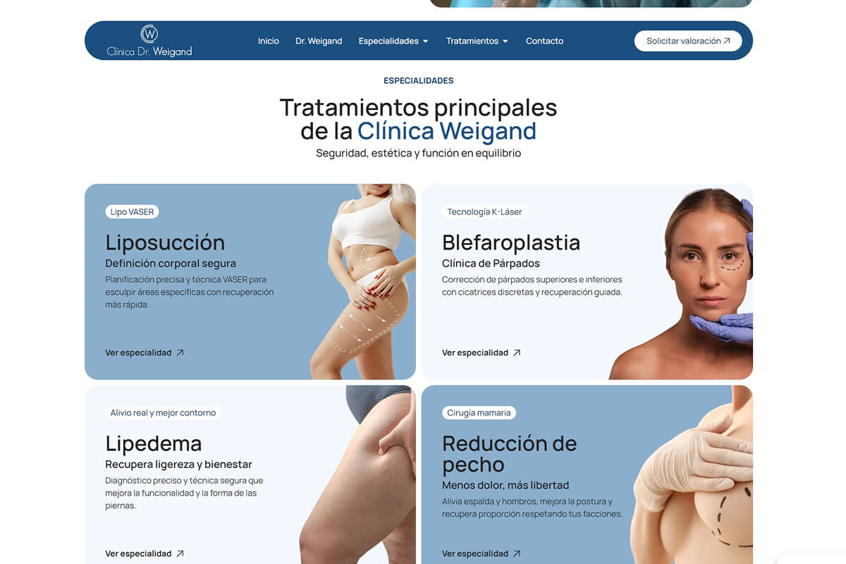 Diseño web para clínica estética servicios