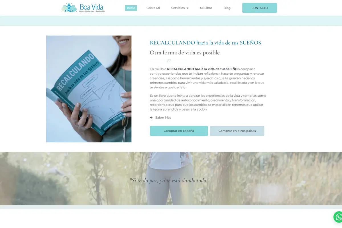 Diseño web para profesora de yoga para libro