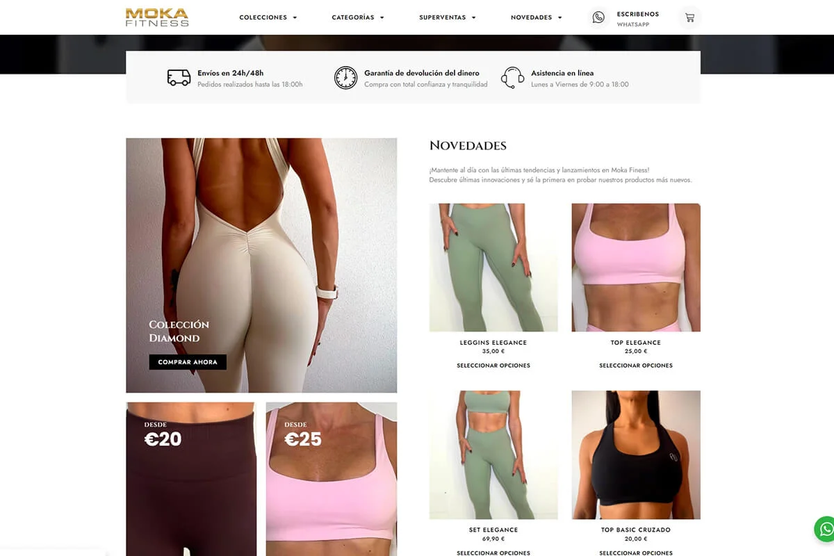 Diseño de tienda online de ropa deportiva, catalogo