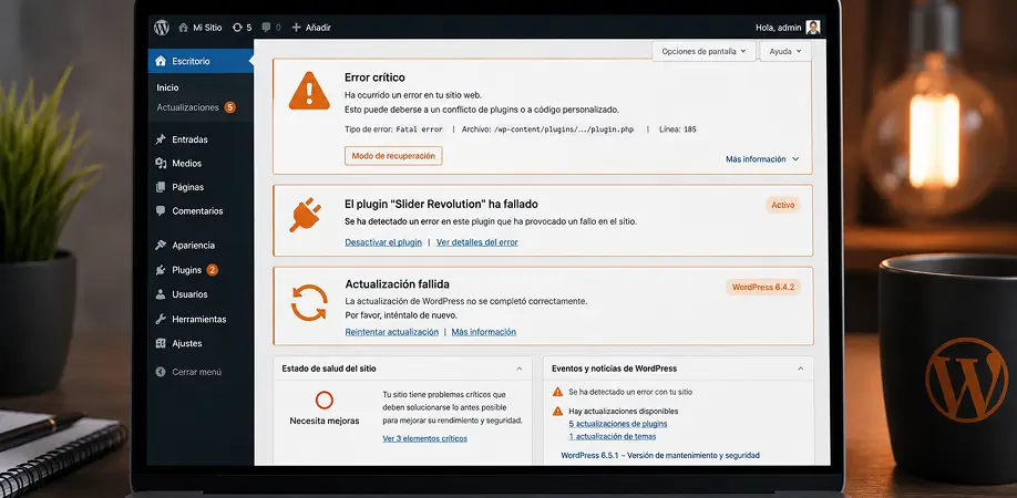 Errores al mantener una web WordPress